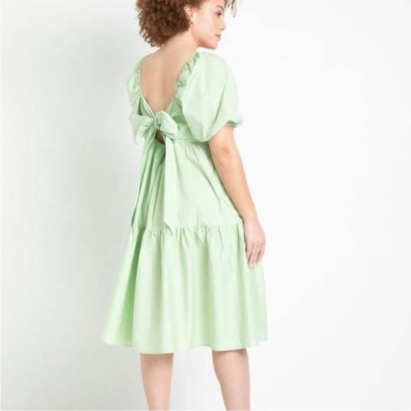 Eloquii Dresses & Skirts - ELOQUII Mint Green Puff Sleeve Tie Back Regency Spring Cottage Dress Size 20
